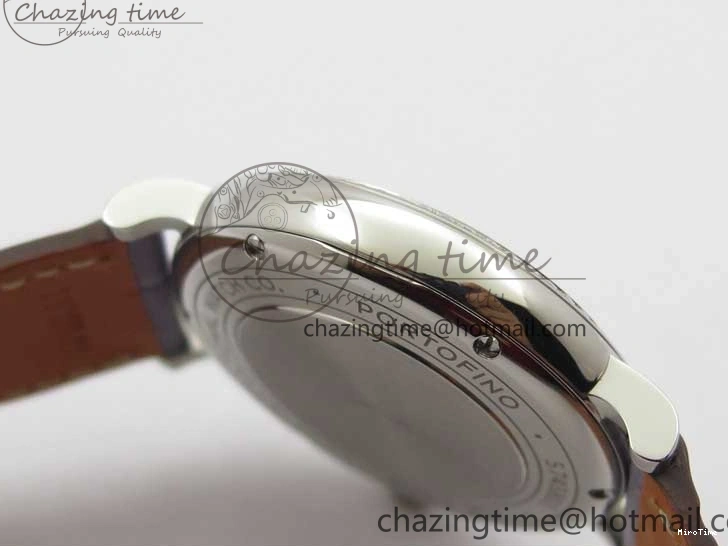 MIROTIME 0510 Attractive Portofino 37mm SS V7F 1:1 Best Edition Gray Dial Diamonds Bezel on Gray Leather Strap A 7091